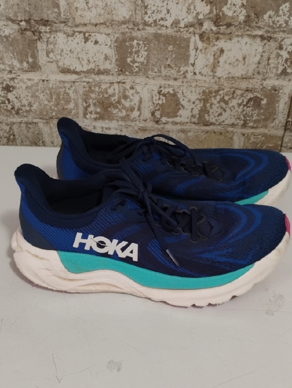 Hoka Women's Navy Blue Running Shoes with Teal Accent